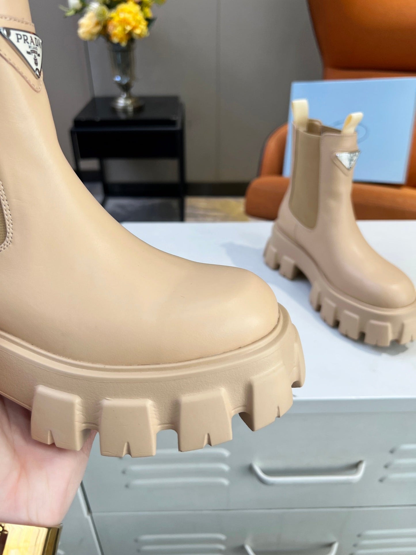 PRA MONOLITH BRUSHED BOOTIES 55 TUSCAN CALFSKIN - 35
