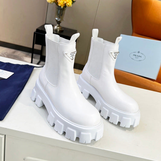 PRA MONOLITH BRUSHED BOOTIES 55 WHITE CALFSKIN - 35