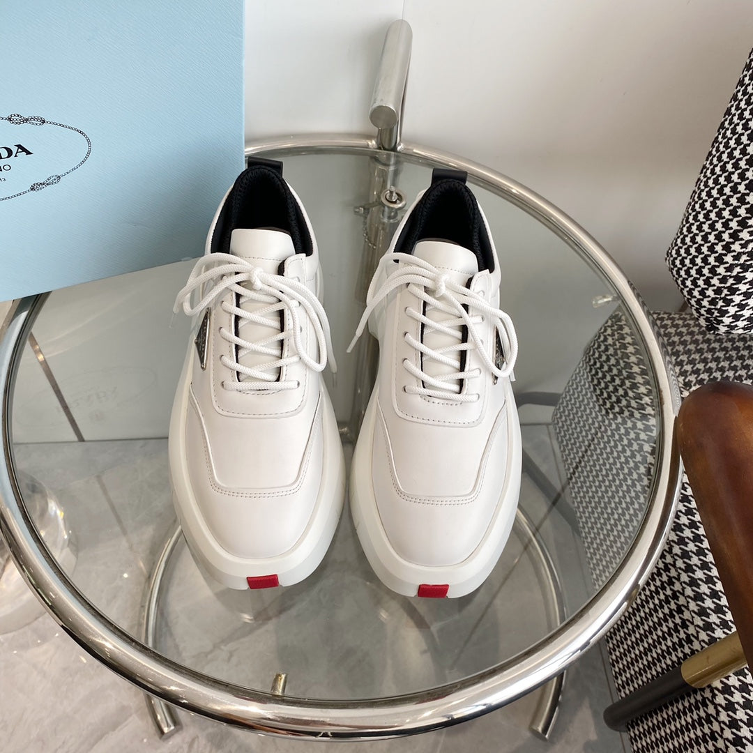 PRA THICK-SOLE SNEAKERS IN CALFSKIN - 35