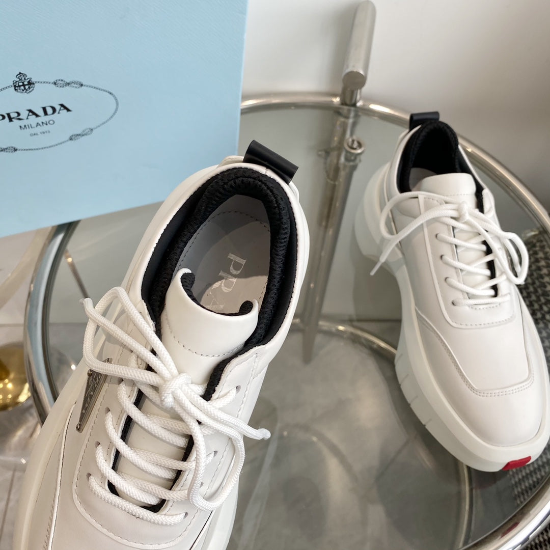 PRA THICK-SOLE SNEAKERS IN CALFSKIN - 35