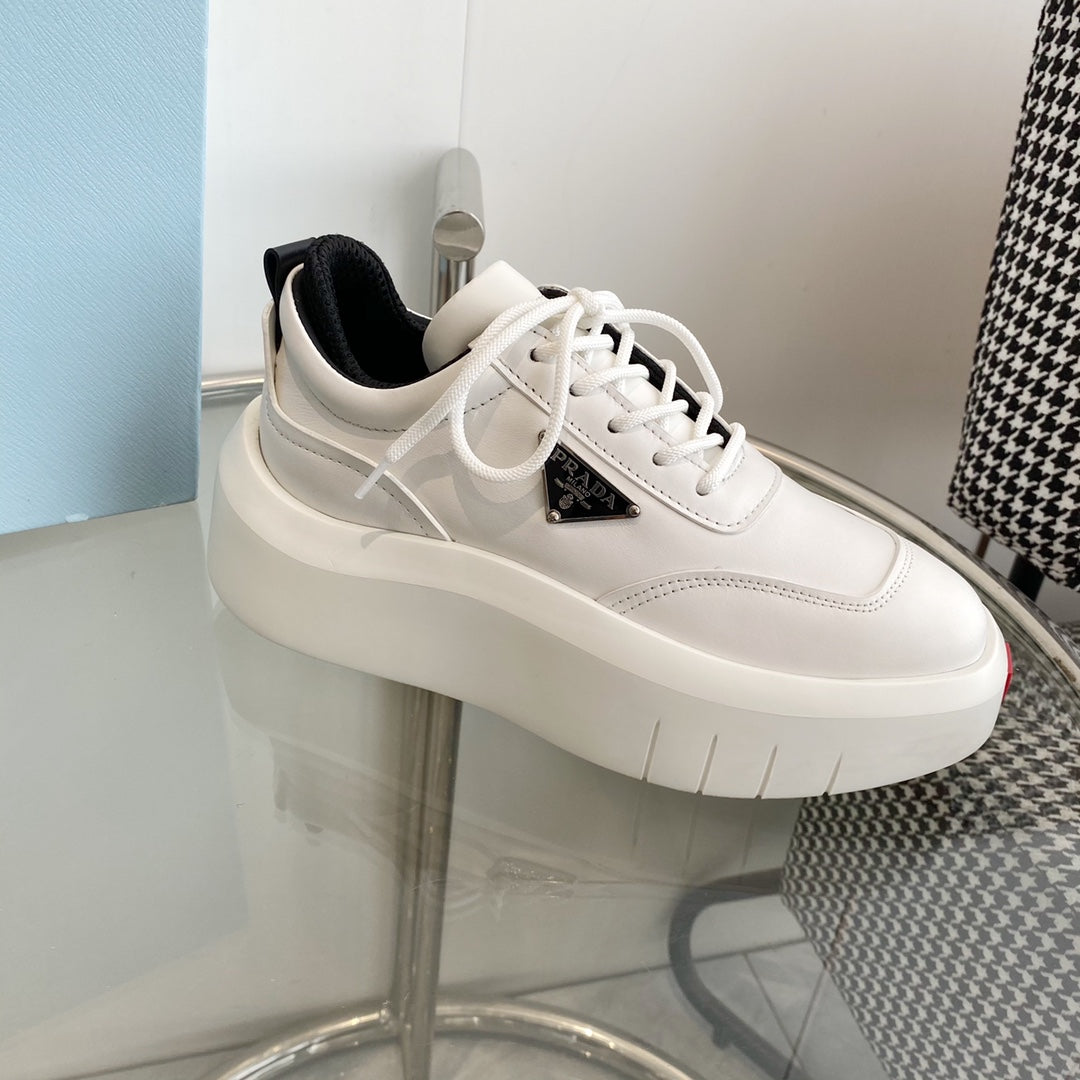 PRA THICK-SOLE SNEAKERS IN CALFSKIN - 35