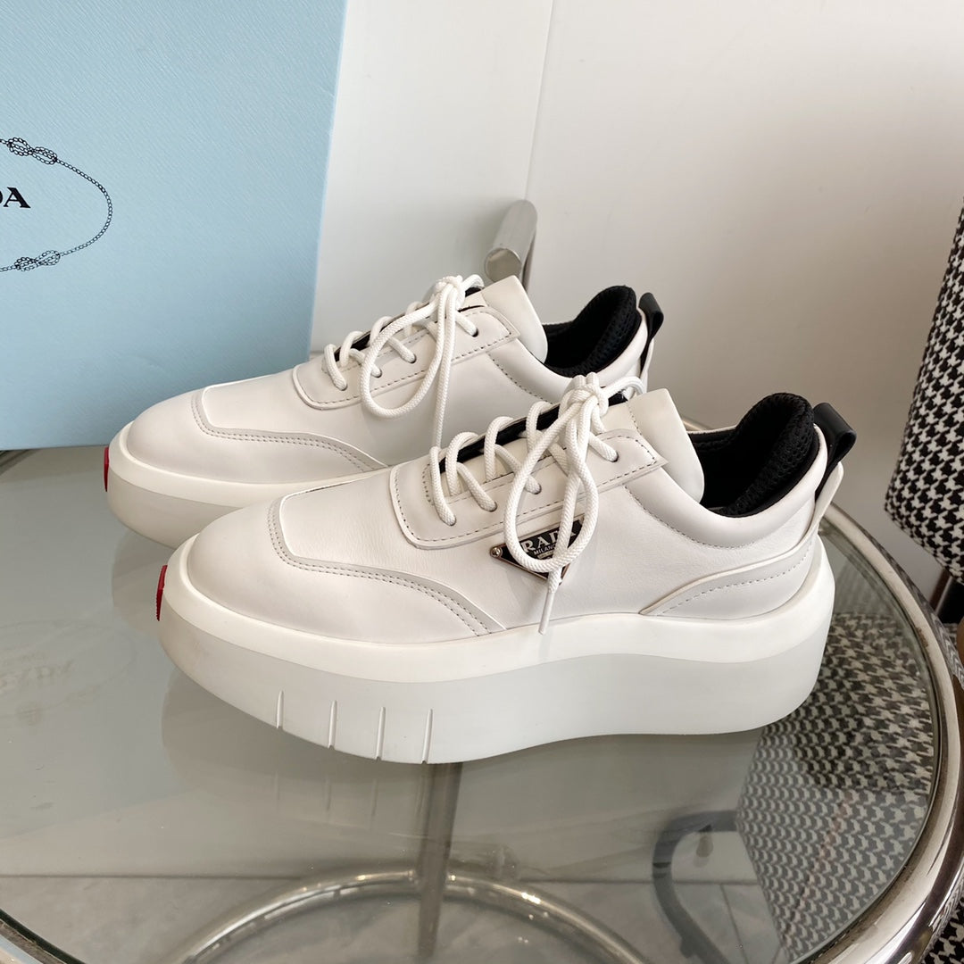 PRA THICK-SOLE SNEAKERS IN CALFSKIN - 35