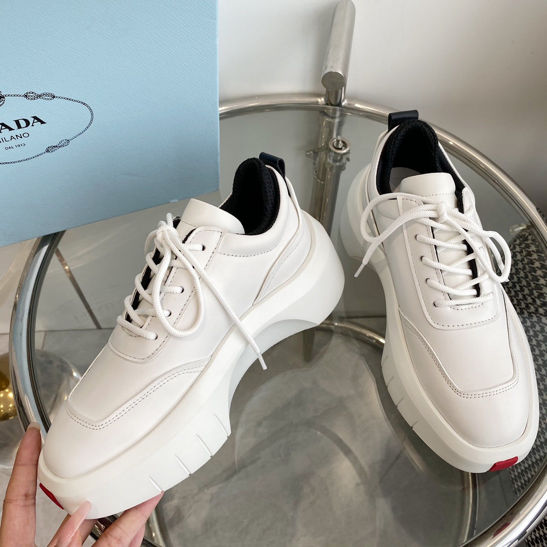 PRA THICK-SOLE SNEAKERS IN CALFSKIN - 35