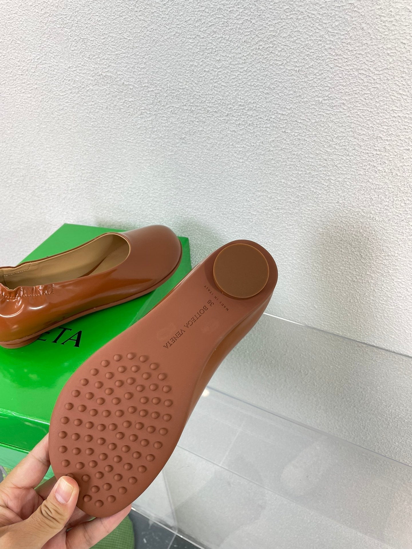ATOMIC BALLERINA FLAT IN BRONZE BROWN CALFSKIN - 34
