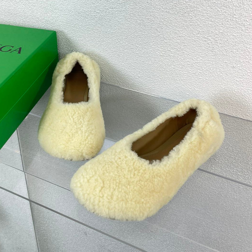 ATOMIC SHEARLING BALLERINA FLATS LIGHT YELLOW - 34