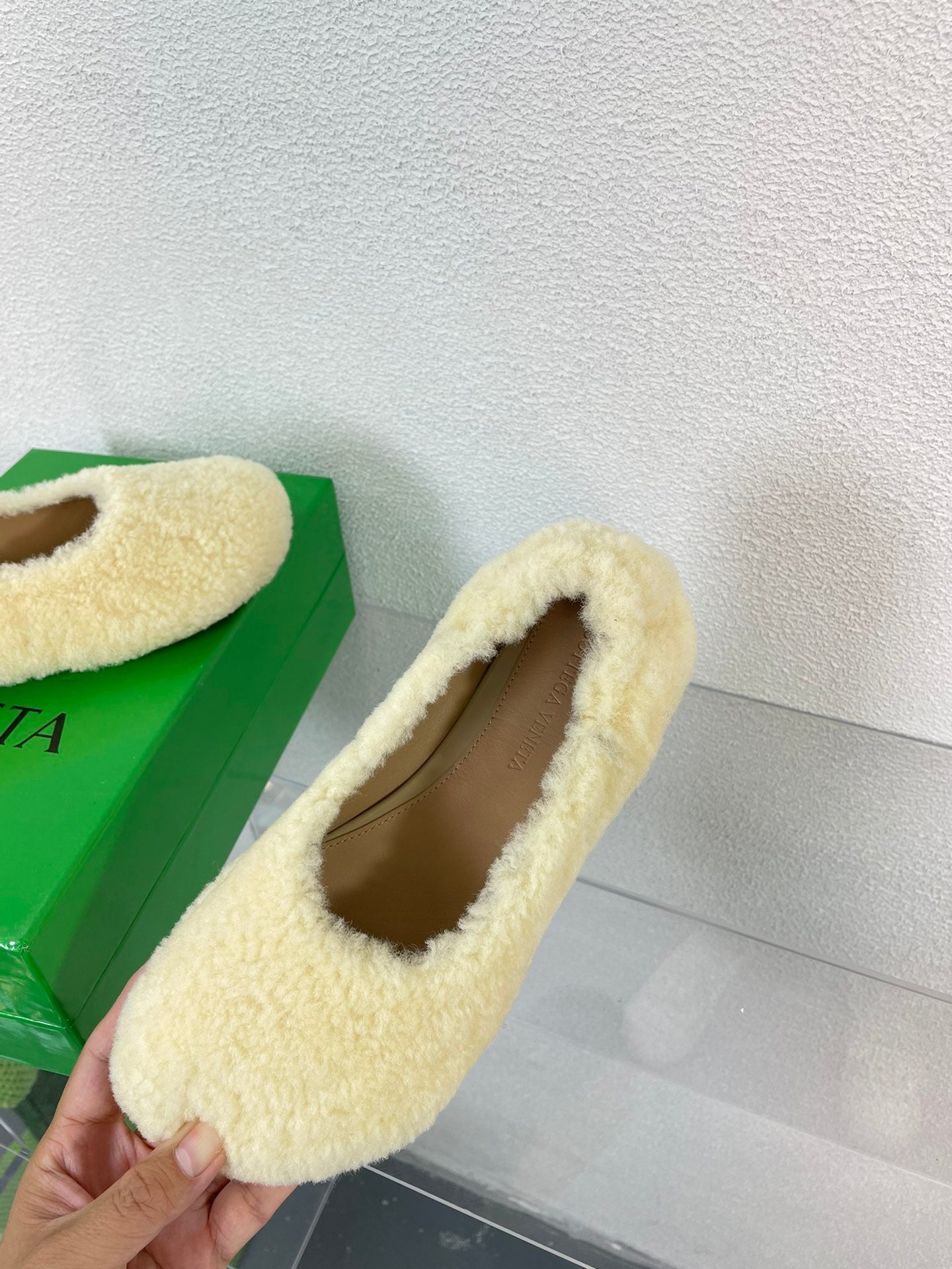 ATOMIC SHEARLING BALLERINA FLATS LIGHT YELLOW - 34