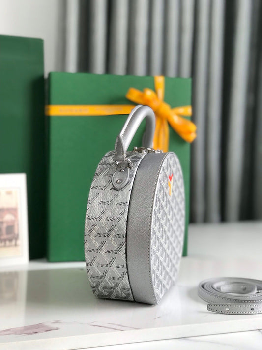 СУМКА-СКРИНЬКА ALTO HATBOX 18 З КАНВИ GOYARDINE СІРОГО КОЛЬОРУ