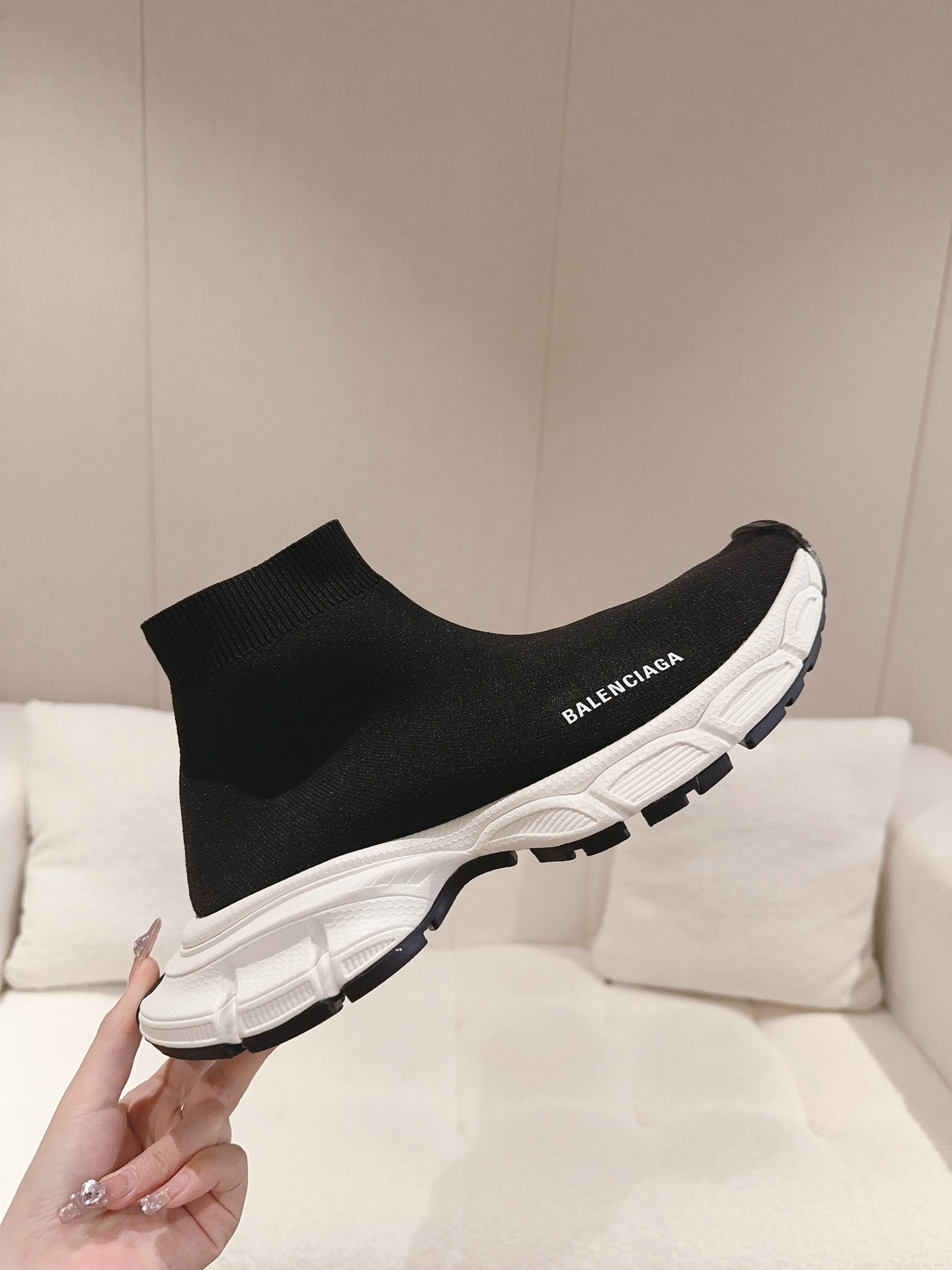 BALENCIAGA 25S SPEED TRAINER SNEAKERS 55 MM IN BLACK KNIT STYLE 5 - 35
