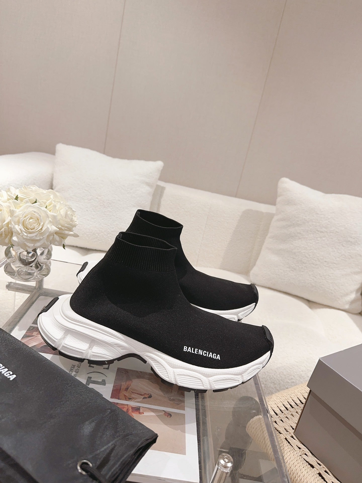 BALENCIAGA 25S SPEED TRAINER SNEAKERS 55 MM IN BLACK KNIT STYLE 5 - 35