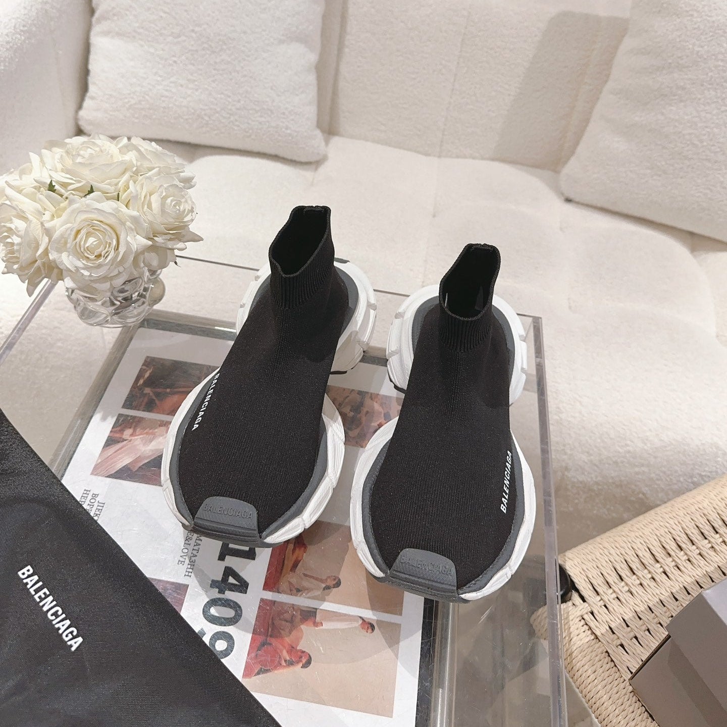 BALENCIAGA 25S SPEED TRAINER SNEAKERS 55 MM IN BLACK KNIT STYLE 3 - 35