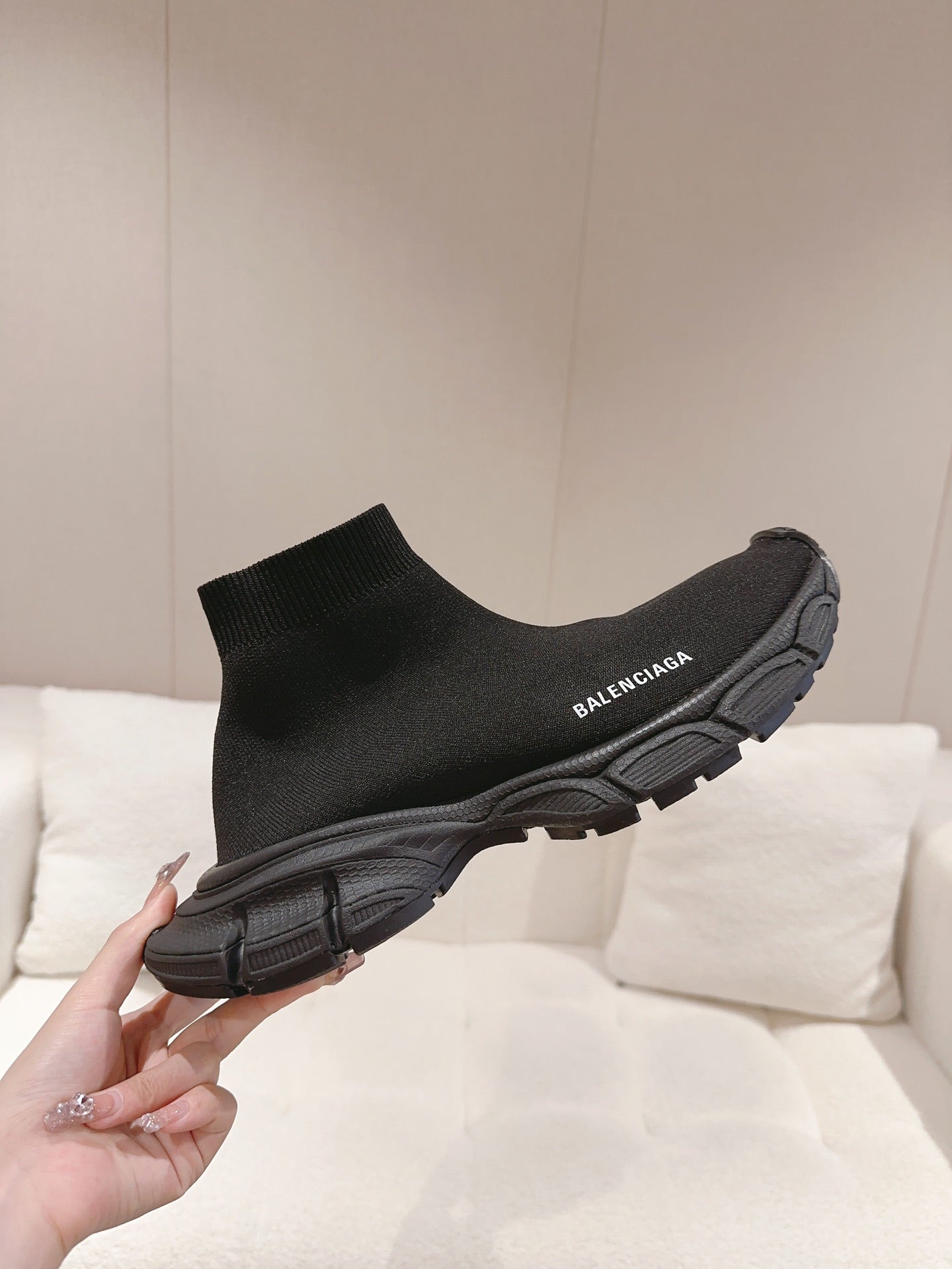 BALENCIAGA 25S SPEED TRAINER SNEAKERS 55 MM IN BLACK KNIT STYLE 2 - 35