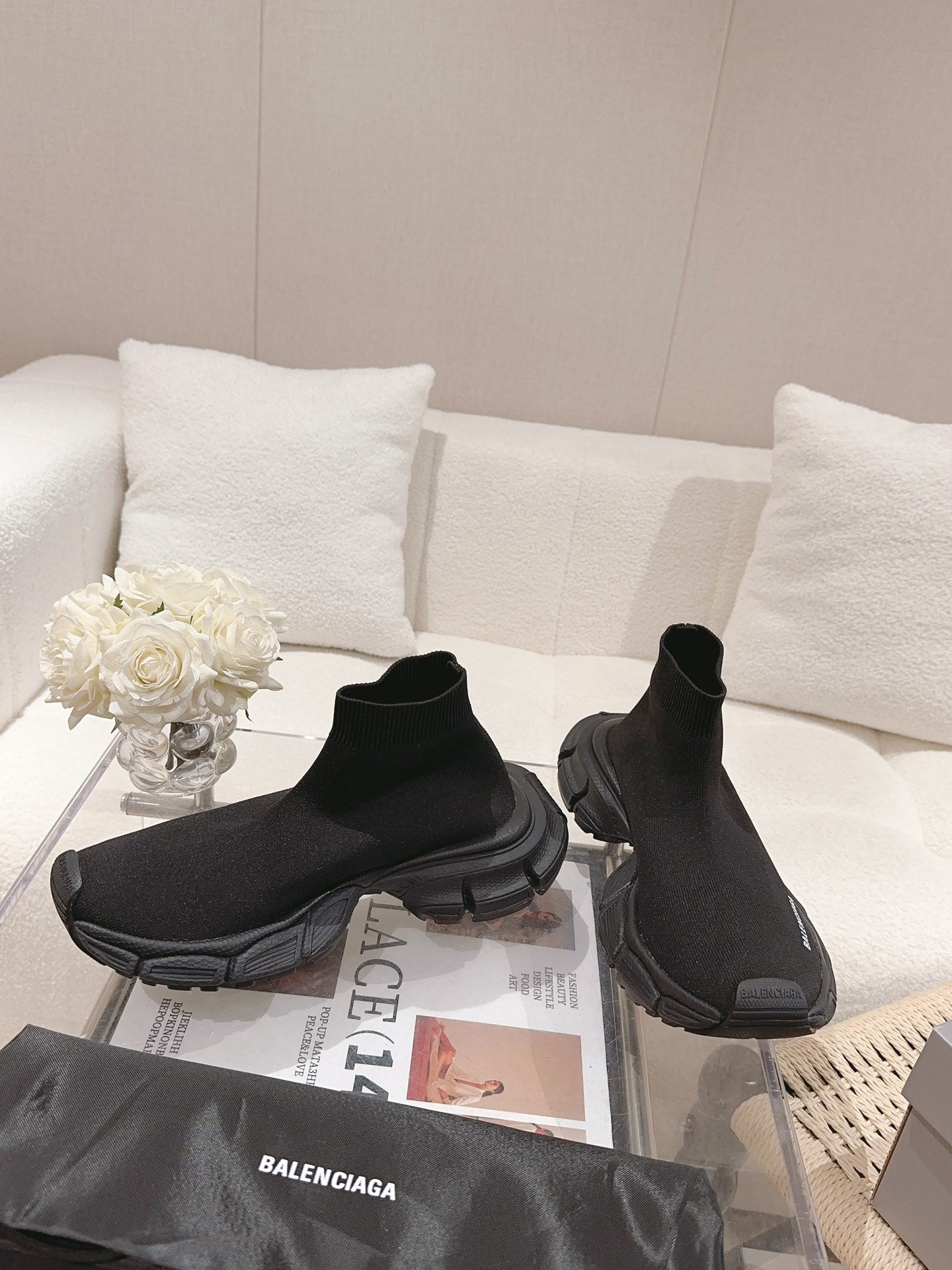 BALENCIAGA 25S SPEED TRAINER SNEAKERS 55 MM IN BLACK KNIT STYLE 2 - 35