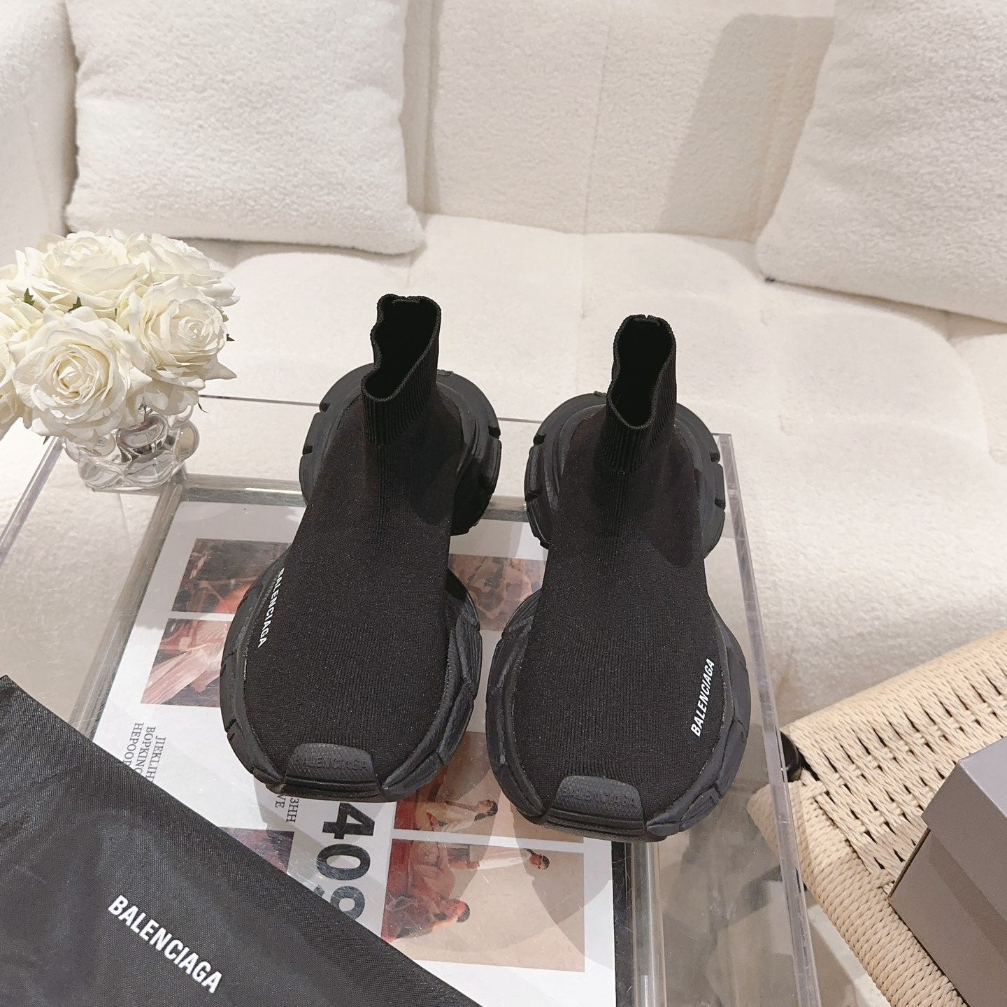 BALENCIAGA 25S SPEED TRAINER SNEAKERS 55 MM IN BLACK KNIT STYLE 2 - 35