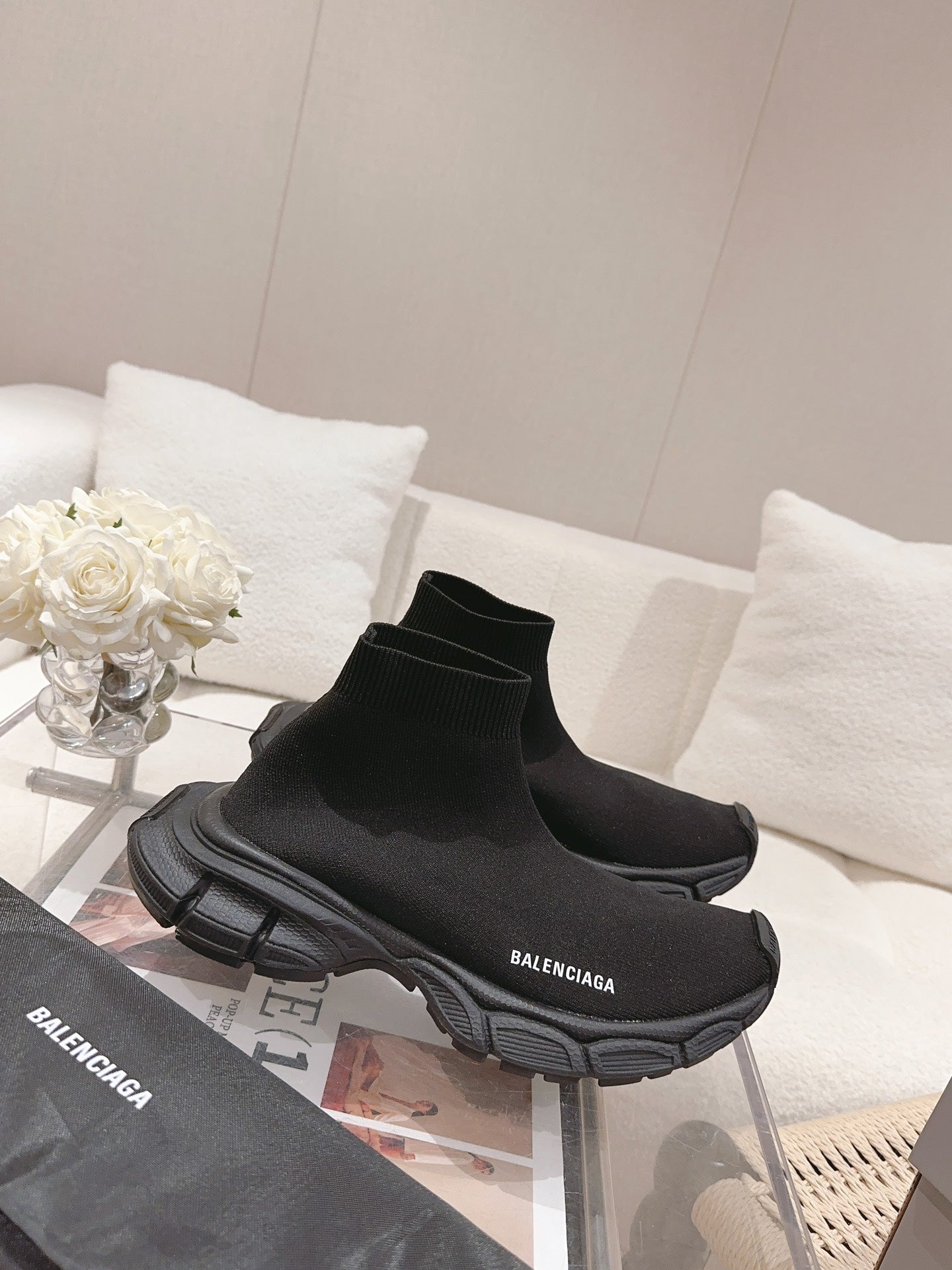 BALENCIAGA 25S SPEED TRAINER SNEAKERS 55 MM IN BLACK KNIT STYLE 2 - 35