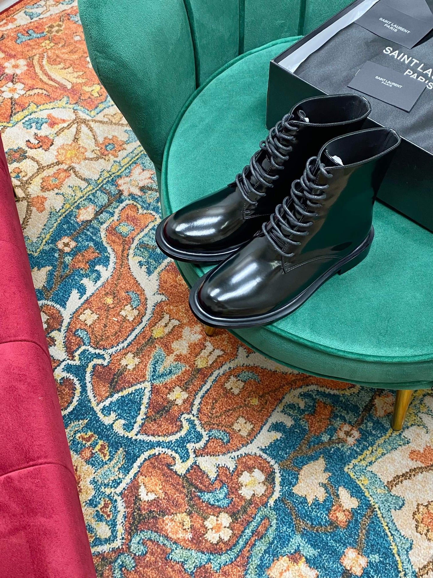 SL ARMY LACED BOOTS BLACK CALFSKIN - 35