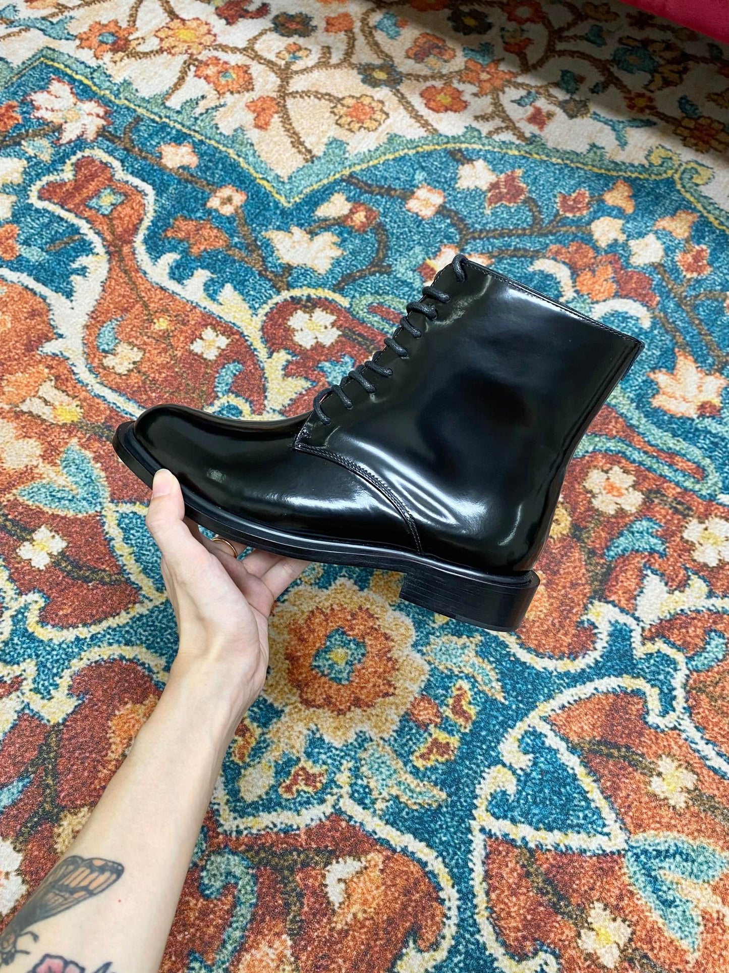 SL ARMY LACED BOOTS BLACK CALFSKIN - 35