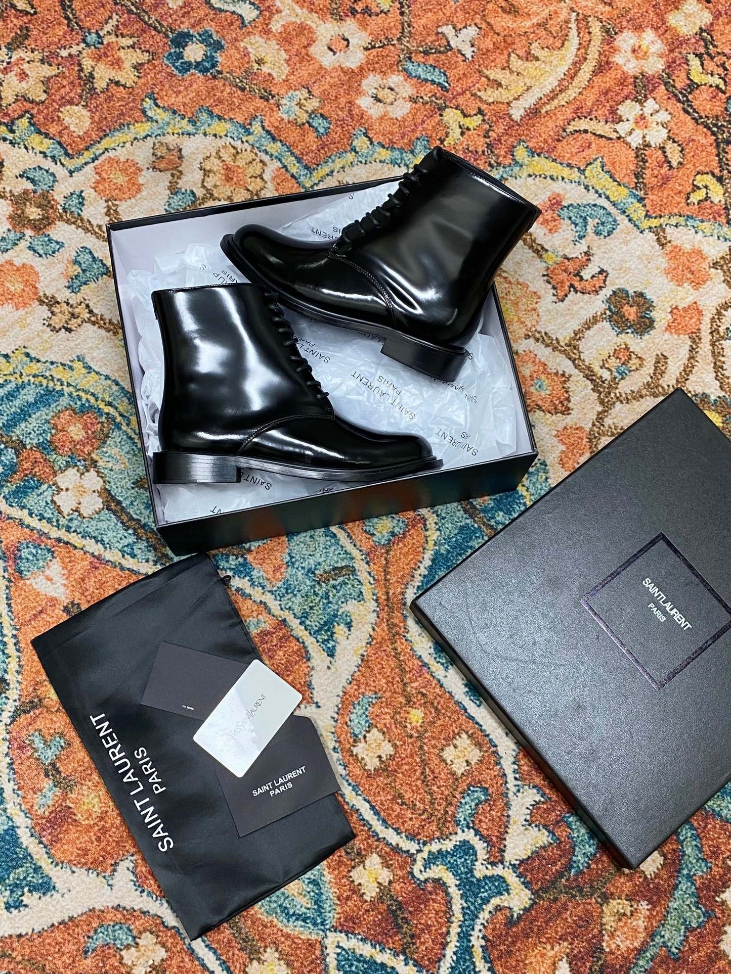 SL ARMY LACED BOOTS BLACK CALFSKIN - 35
