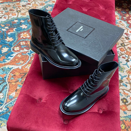 SL ARMY LACED BOOTS BLACK CALFSKIN - 35
