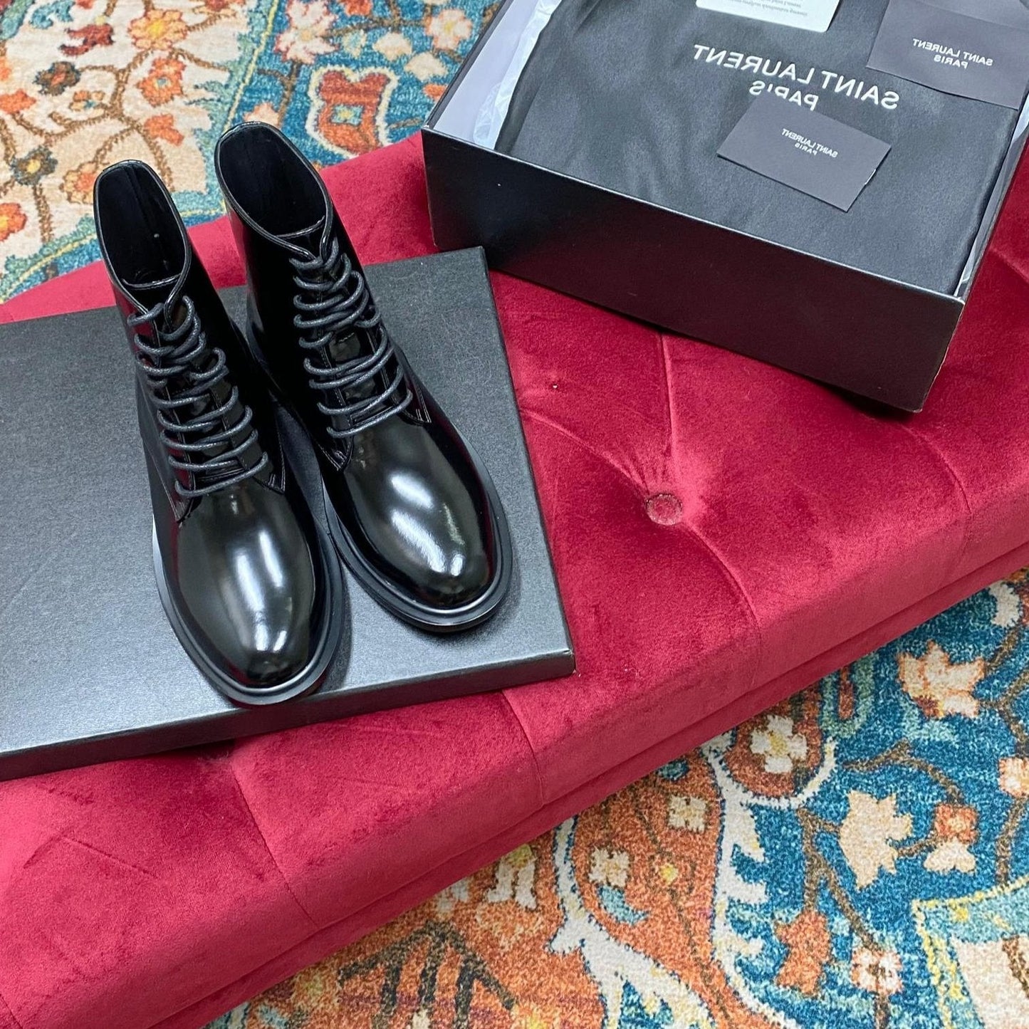 SL ARMY LACED BOOTS BLACK CALFSKIN - 35