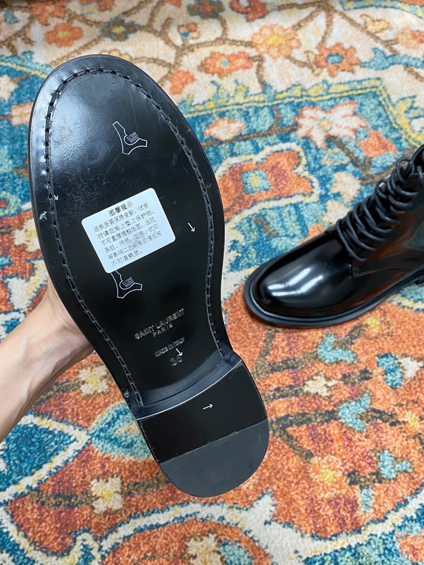 SL ARMY LACED BOOTS BLACK CALFSKIN - 35