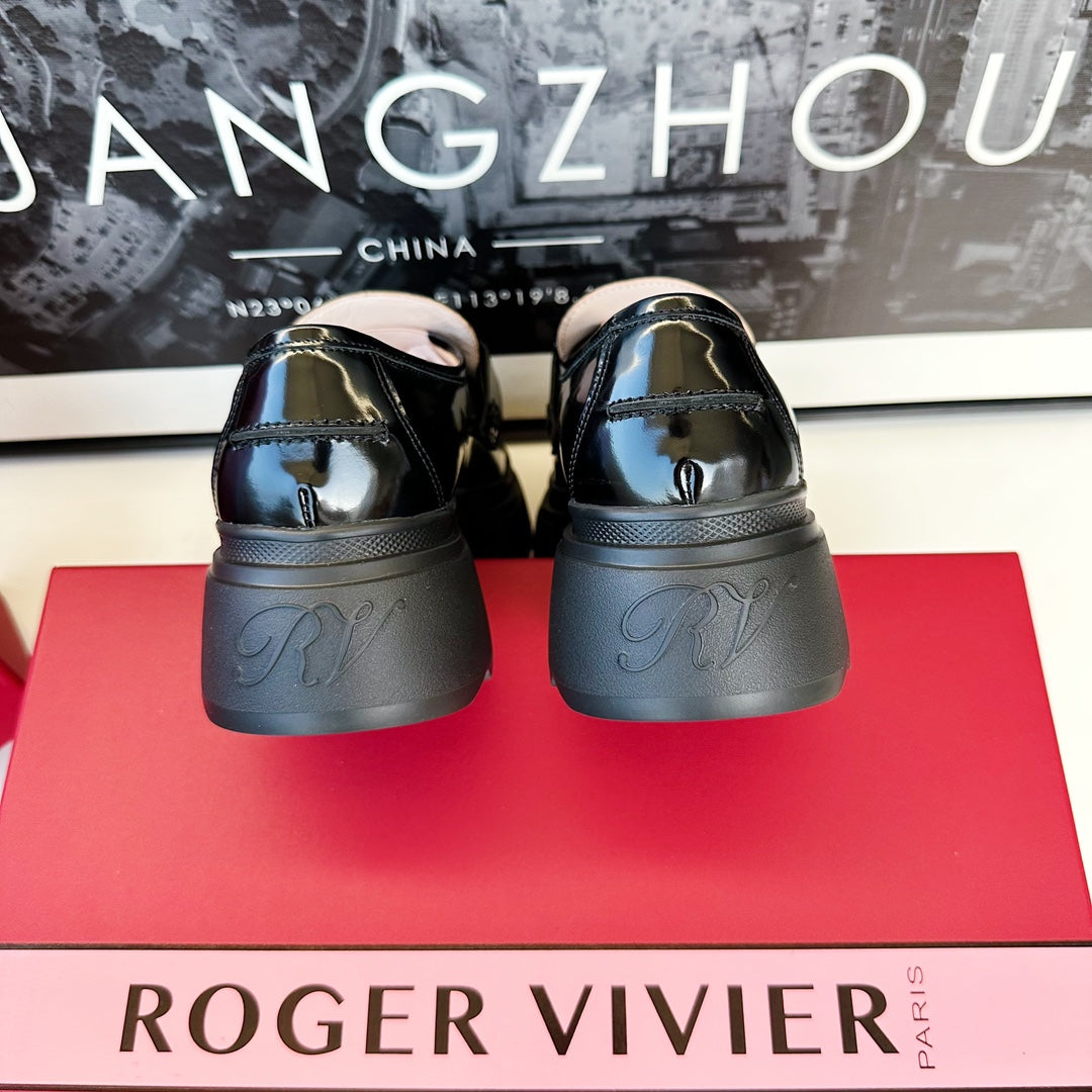 VIV' RANGERS LOAFERS IN BLACK SHINY CALFSKIN STRASS BUCKLE - 35
