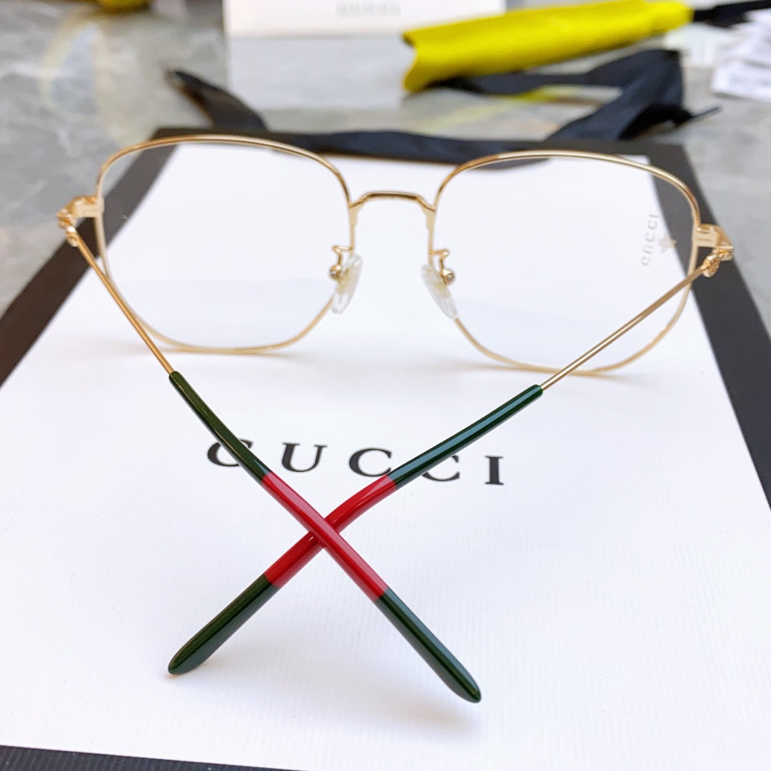 SQUARE FRAME SUNGLASSES GG0396O IN METAL - Gold/ orange