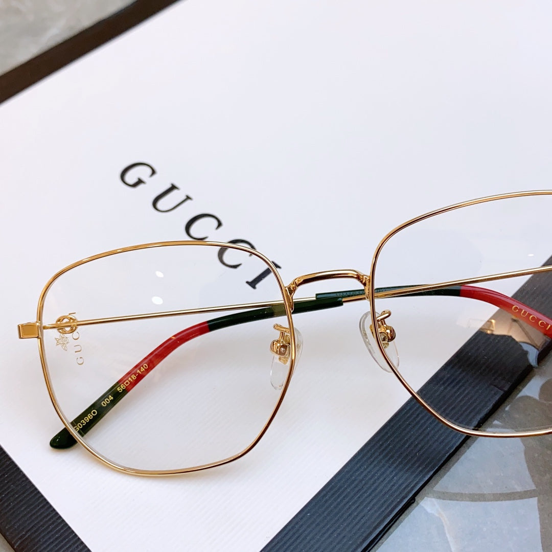 SQUARE FRAME SUNGLASSES GG0396O IN METAL - Gold/ orange