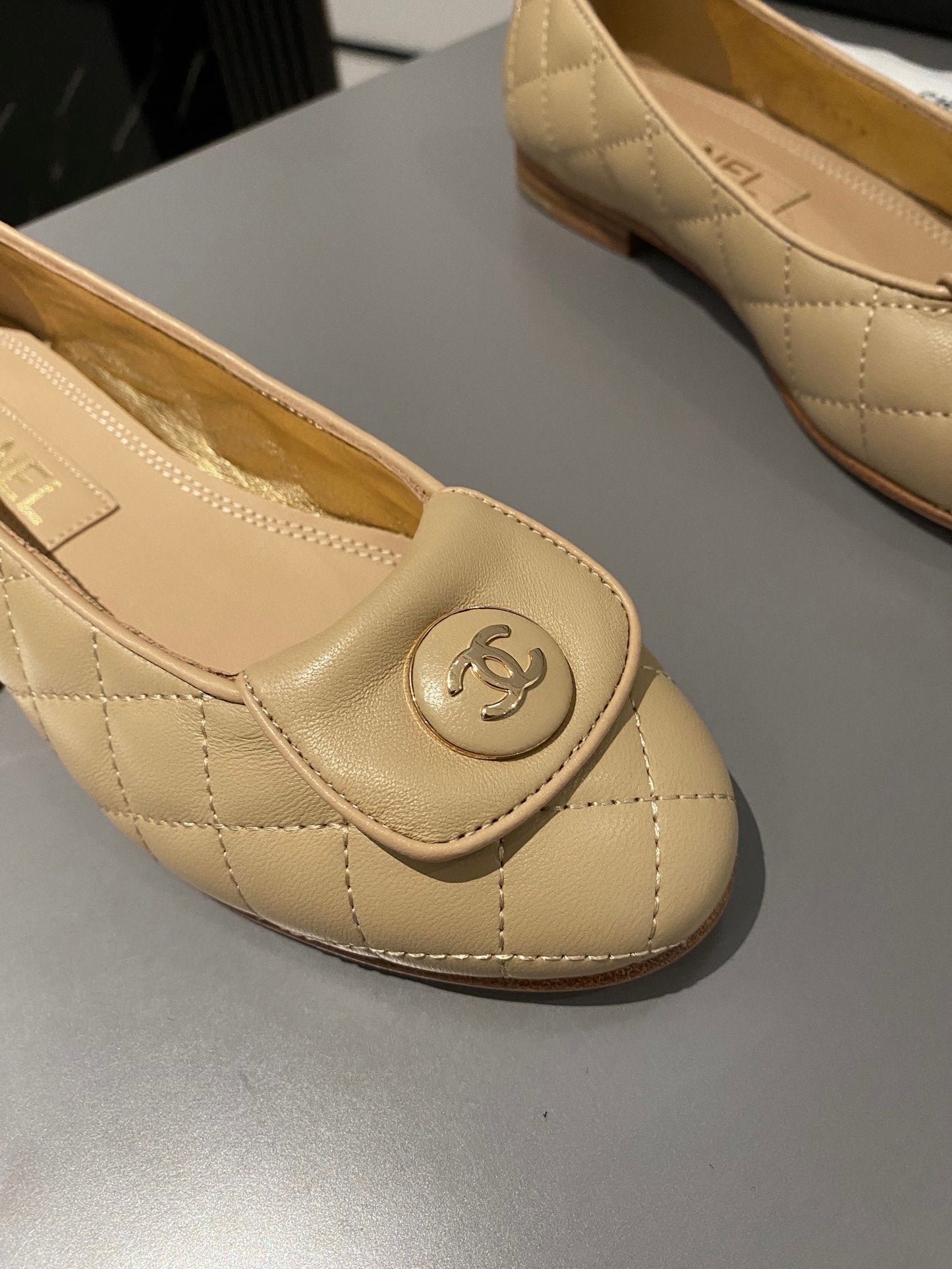 BALLET FLAT BEIGE CREAM LAMBSKIN - 35