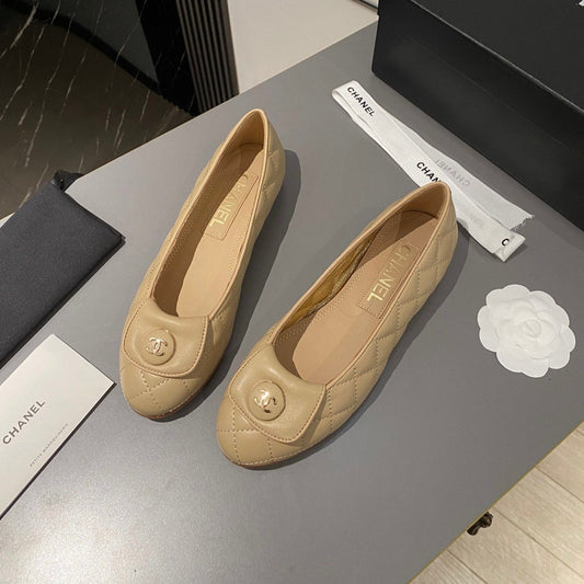 BALLET FLAT BEIGE CREAM LAMBSKIN - 35