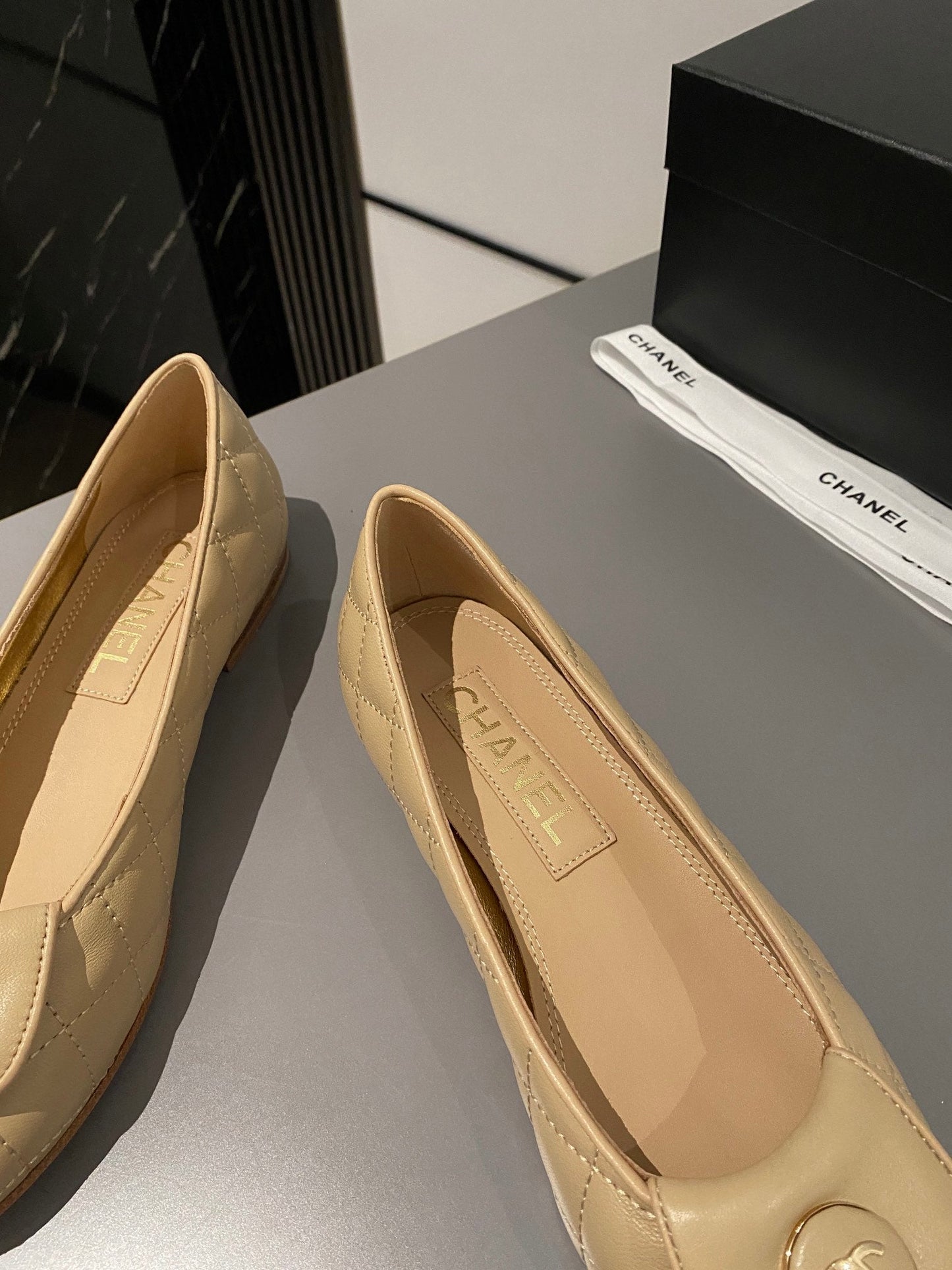 BALLET FLAT BEIGE CREAM LAMBSKIN - 35