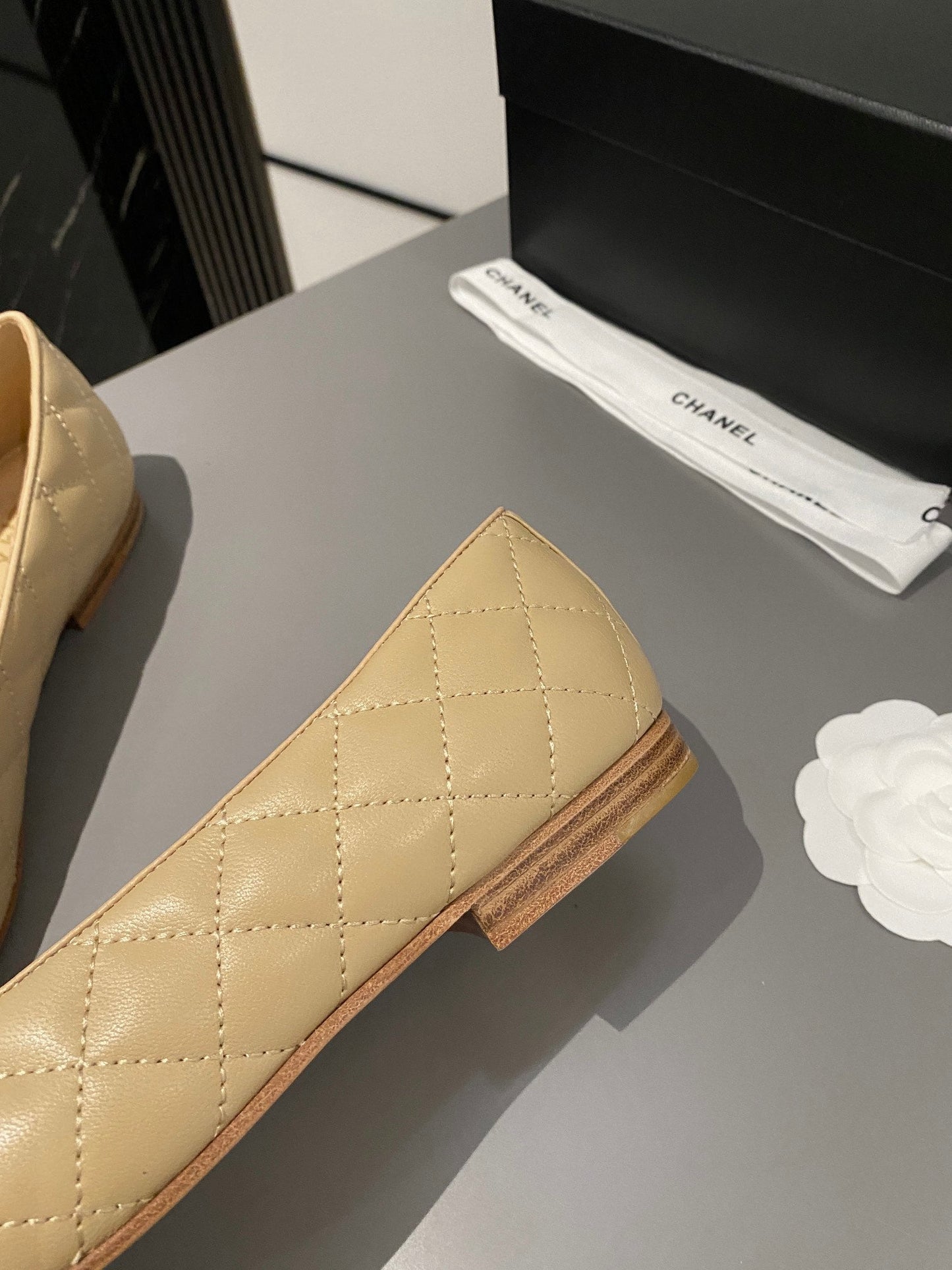 BALLET FLAT BEIGE CREAM LAMBSKIN - 35
