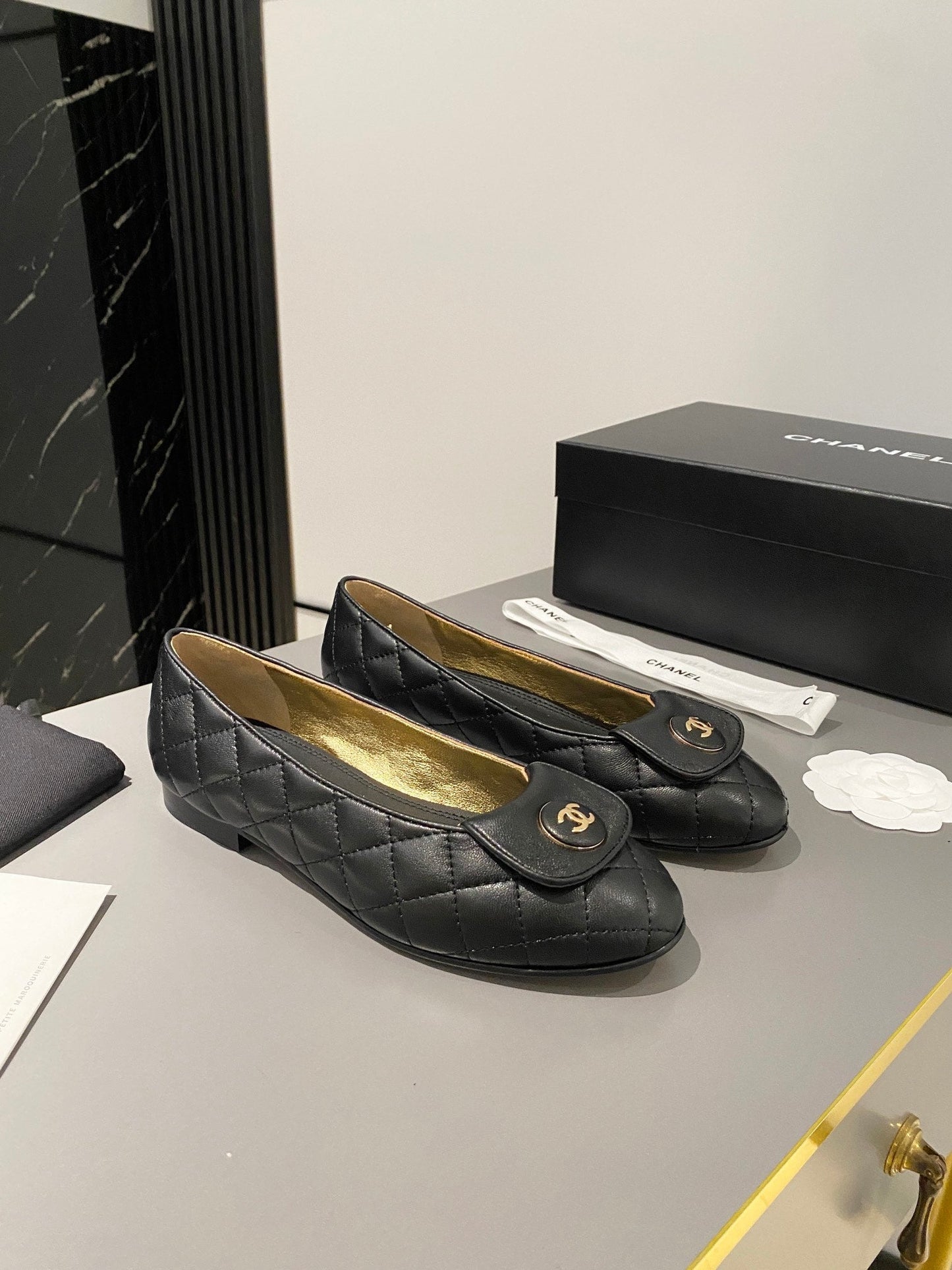 BALLET FLAT BLACK LAMBSKIN - 35