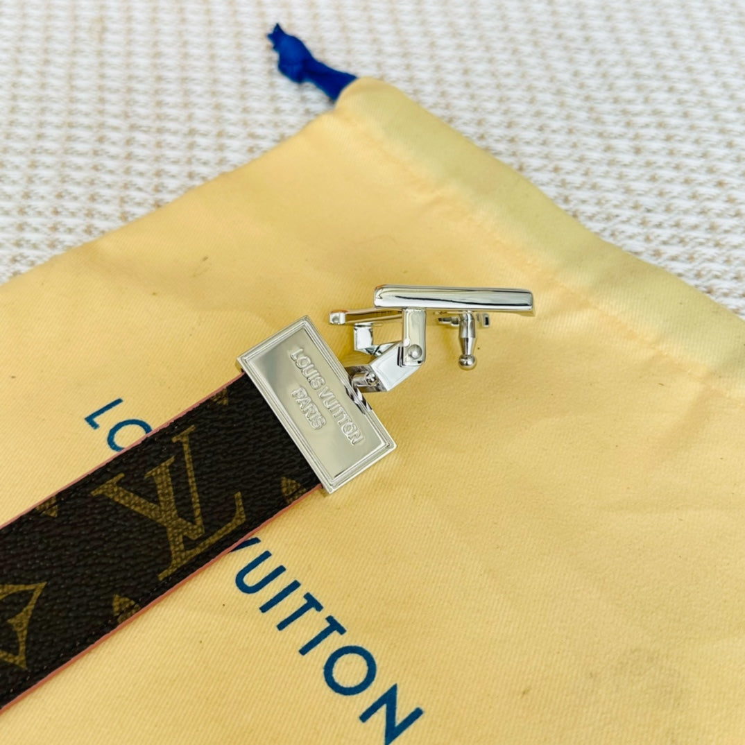LV Initiales 30mm Reversible Belt Silver Rotating Buckle Pink Brown Leather - 30