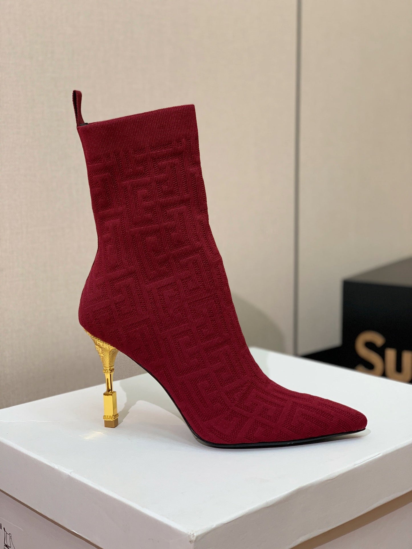 ЧОБОТИ BALMAIN 26S 95 ММ ЧЕРВОНІ FLYKNIT СТИЛЬ 8