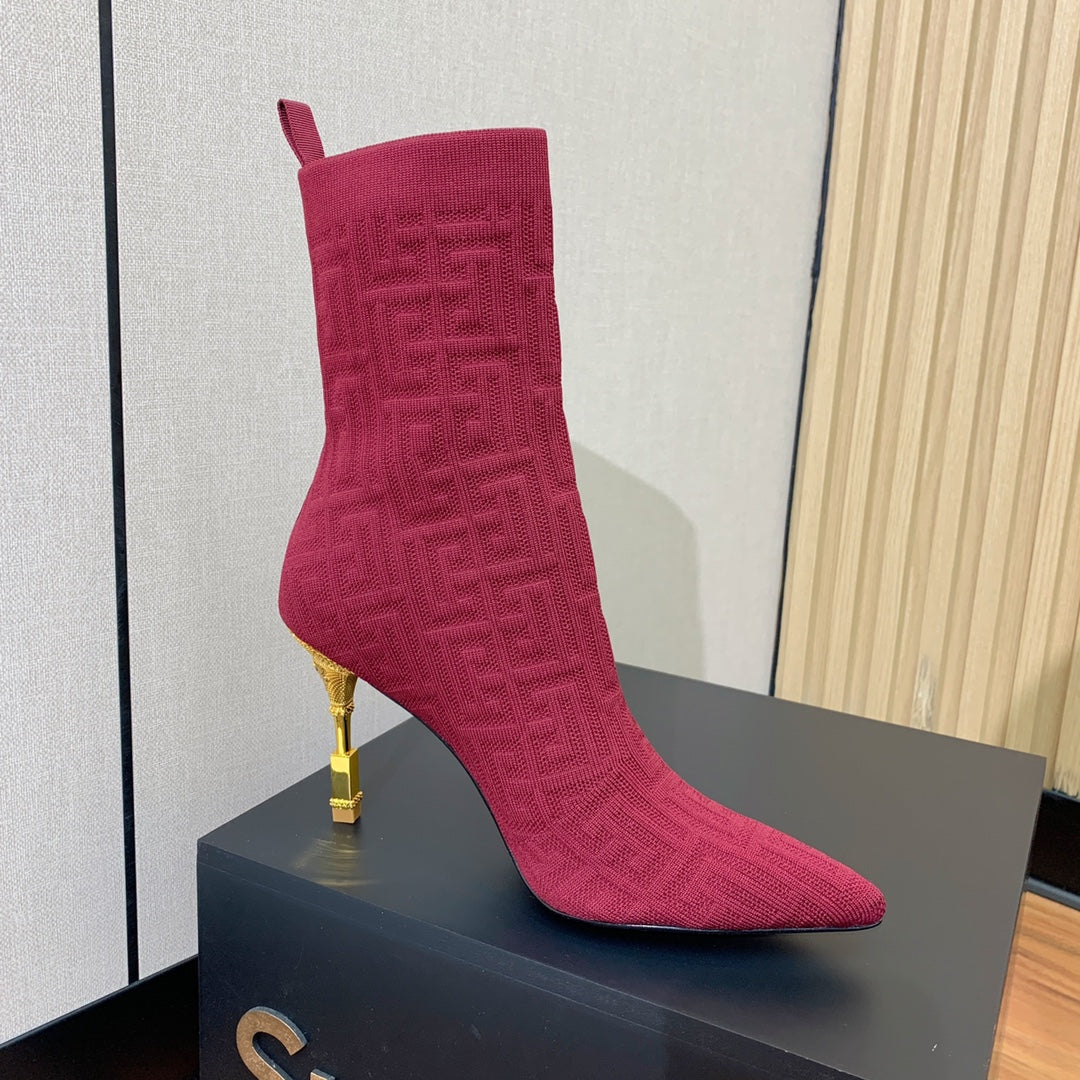 ЧОБОТИ BALMAIN 26S 95 ММ ЧЕРВОНІ FLYKNIT СТИЛЬ 8