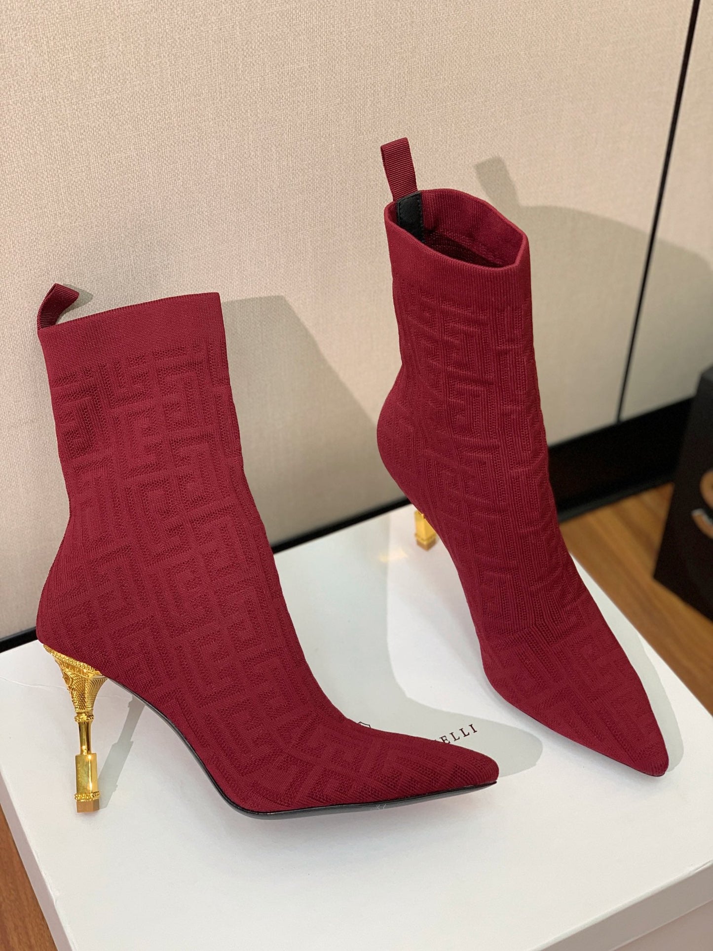 ЧОБОТИ BALMAIN 26S 95 ММ ЧЕРВОНІ FLYKNIT СТИЛЬ 8