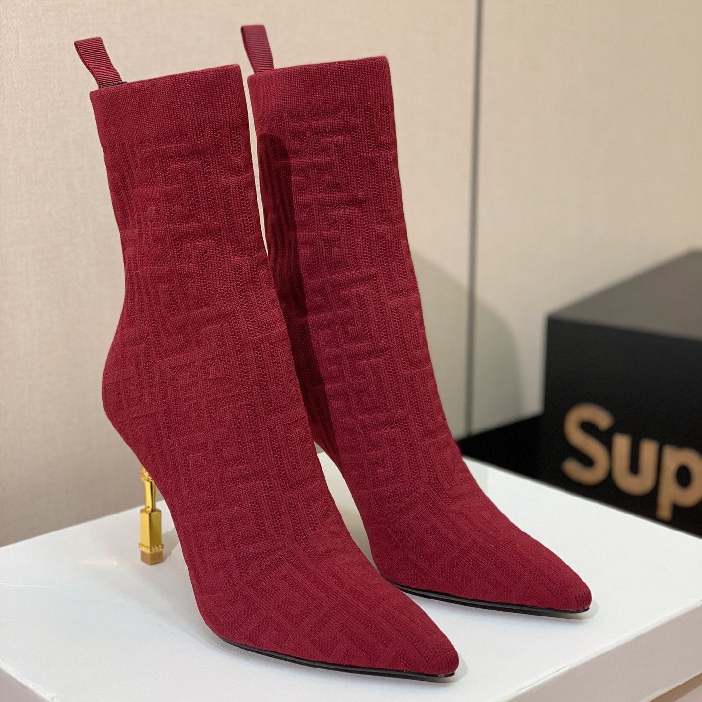 ЧОБОТИ BALMAIN 26S 95 ММ ЧЕРВОНІ FLYKNIT СТИЛЬ 8