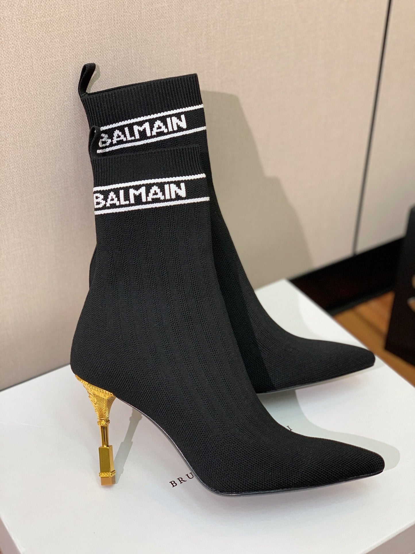 ЧОБОТИ BALMAIN 26S 95 ММ В ЧОРНОМУ СТИЛІ FLYKNIT 5