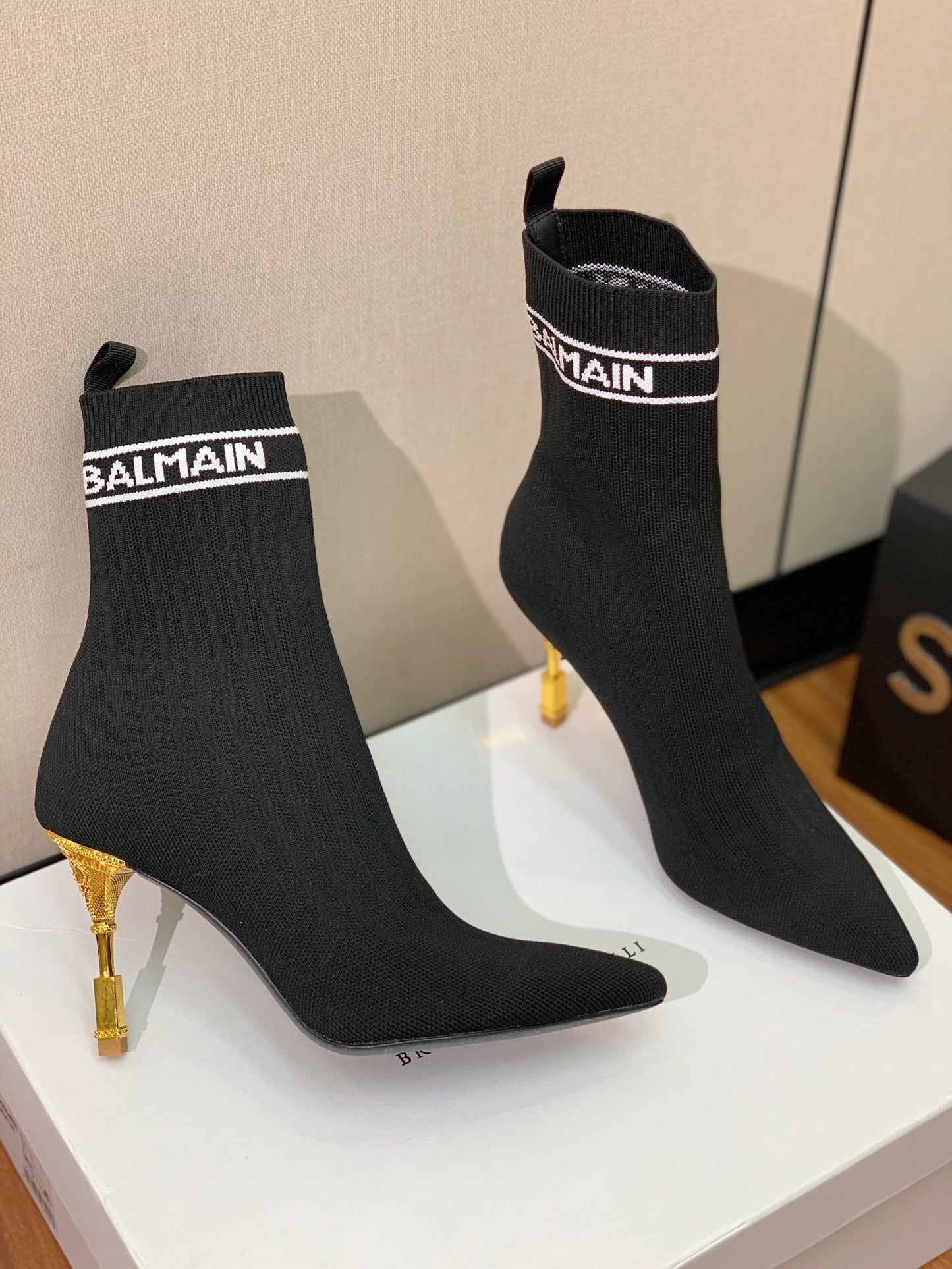 ЧОБОТИ BALMAIN 26S 95 ММ В ЧОРНОМУ СТИЛІ FLYKNIT 5