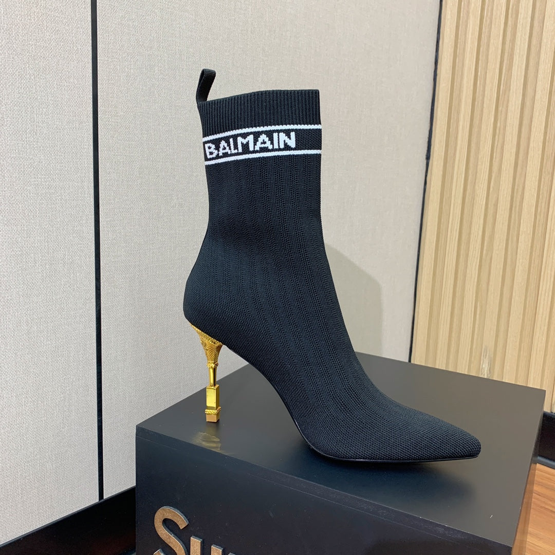ЧОБОТИ BALMAIN 26S 95 ММ В ЧОРНОМУ СТИЛІ FLYKNIT 5