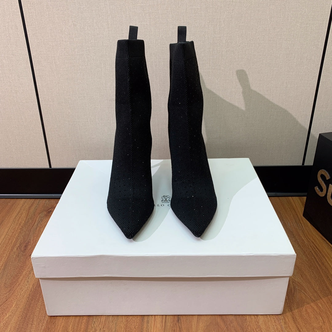 Черевики BALMAIN 26S 105 ММ, ЧОРНИЙ FLYKNIT, ЗІ СТРАЗАМИ, МОДЕЛЬ 22