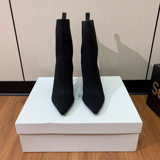 Черевики BALMAIN 26S 105 ММ, ЧОРНИЙ FLYKNIT, ЗІ СТРАЗАМИ, МОДЕЛЬ 22