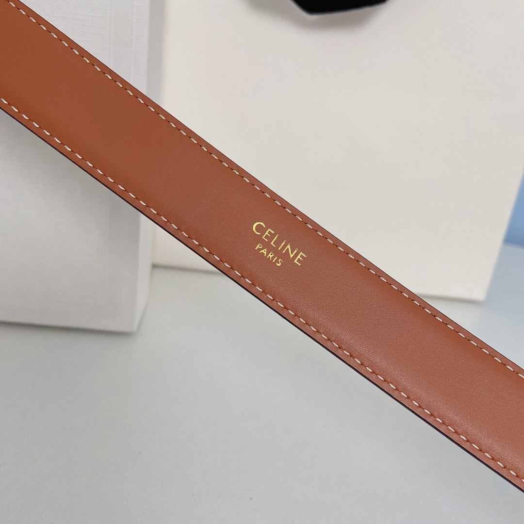 Medium Spike Belt 25mm Tan Calfskin Loop Gold Ghw - 30
