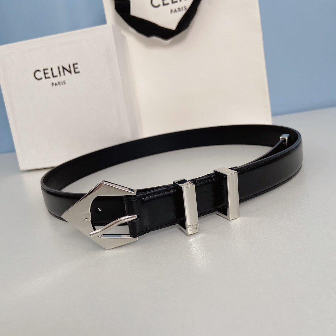 Medium Spike Belt 25mm Black Calfskin Loop Silver Shw - 30