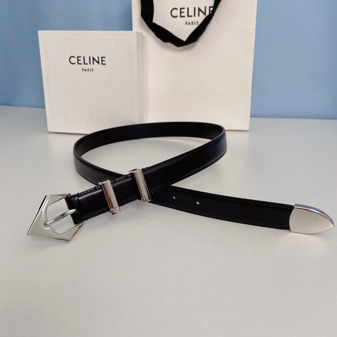 Medium Spike Belt 25mm Black Calfskin Loop Silver Shw - 30