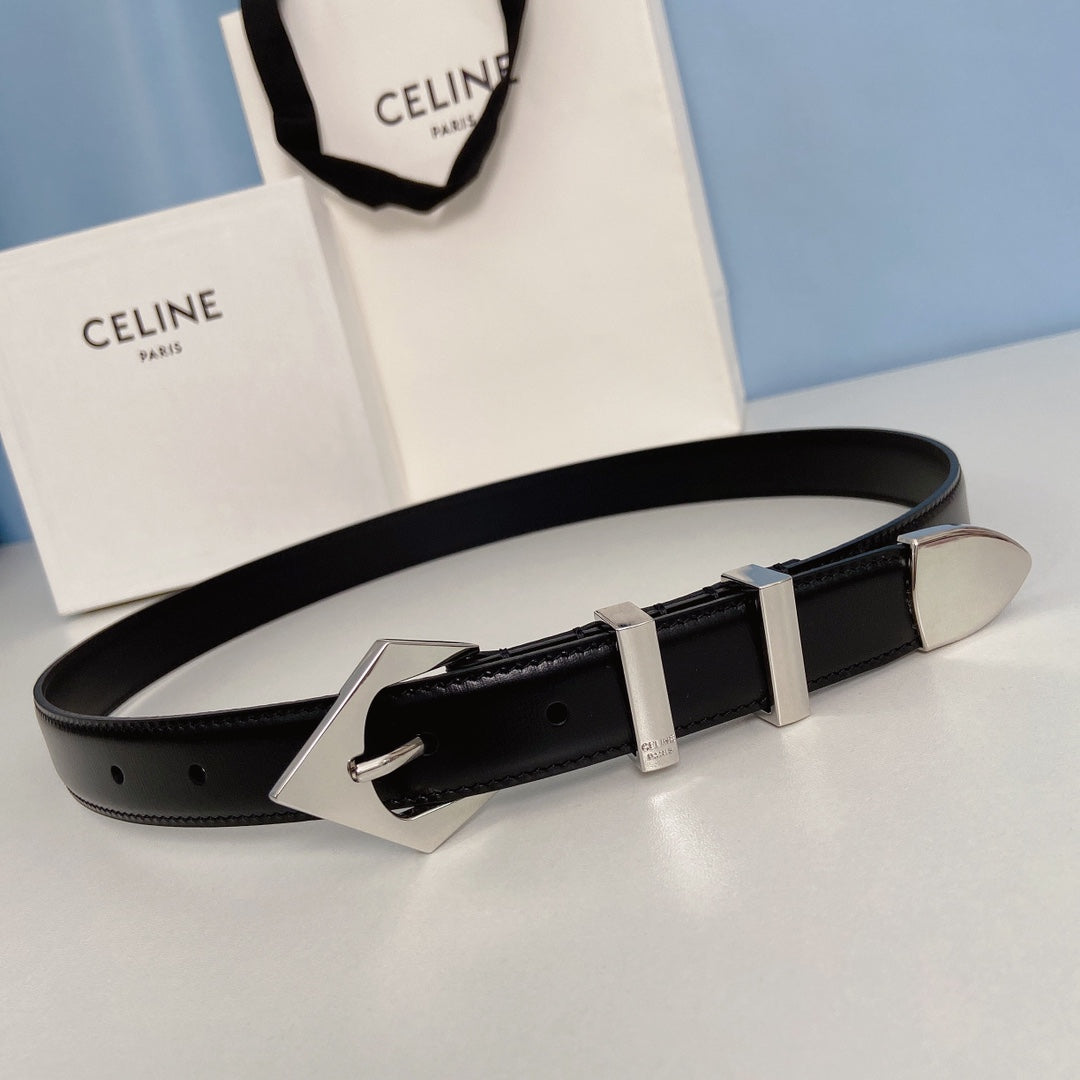 Medium Spike Belt 25mm Black Calfskin Loop Silver Shw - 30