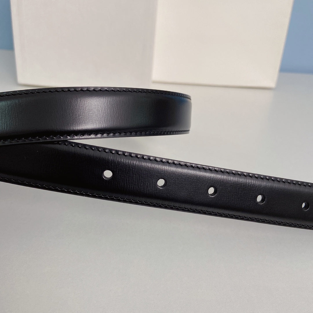 Medium Spike Belt 25mm Black Calfskin Loop Silver Shw - 30