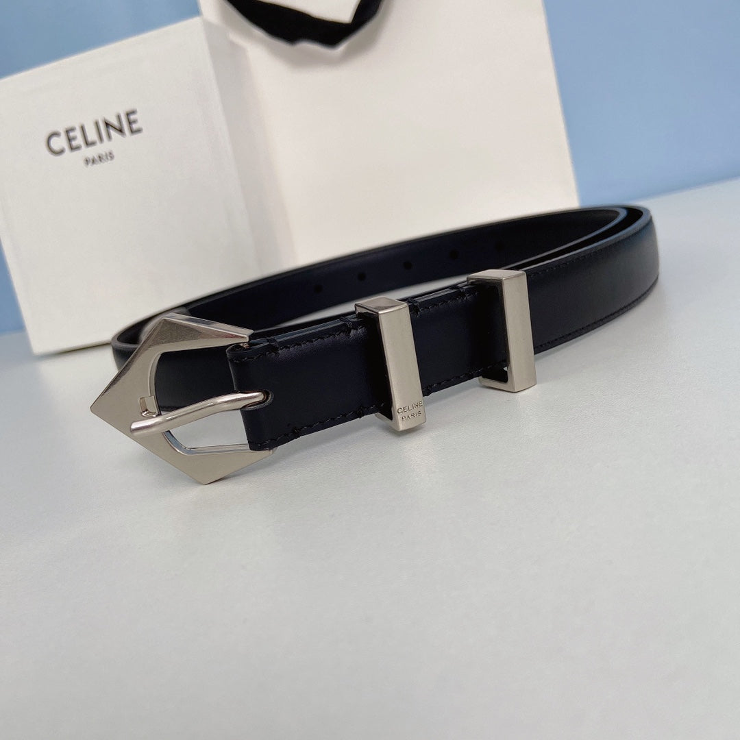 Medium Spike Belt 25mm Black Calfskin Loop Silver Silver Finishing - 30
