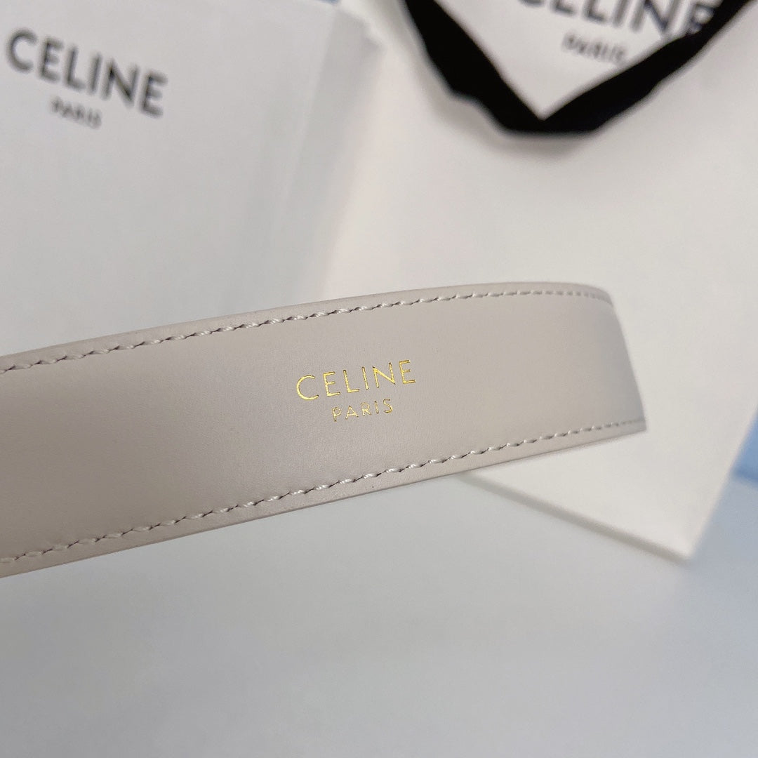 Medium Spike Belt 25mm White Calfskin Loop Gold Gold Finishing - 30