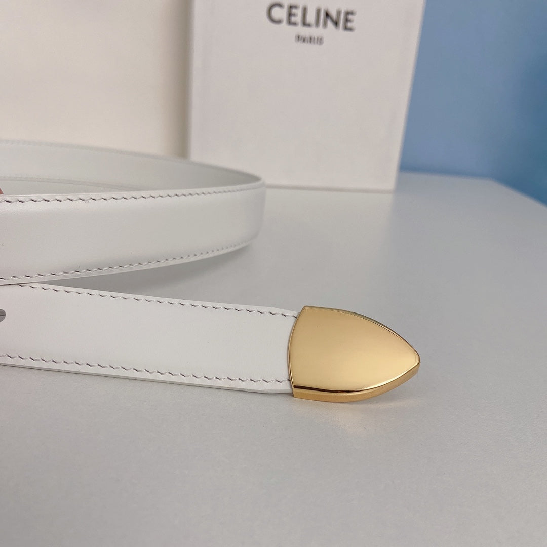 Medium Spike Belt 25mm White Calfskin Loop Gold Ghw - 30